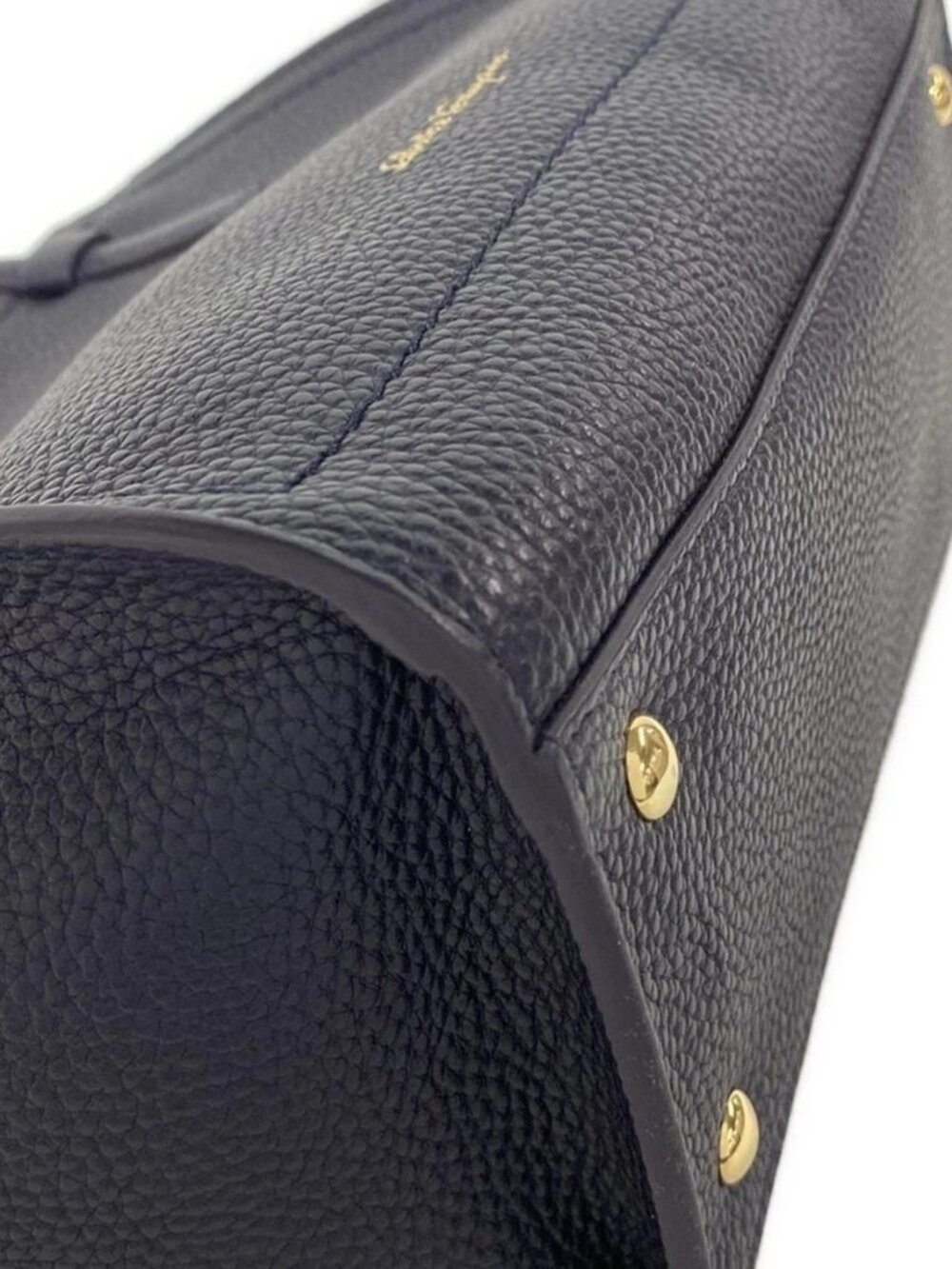 Salvatore Ferragamo Amy - Dark Navy Leather Handbag - Picture 6 of 10